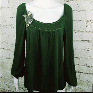 Anthropologie C. Keer butterfly appliqué top